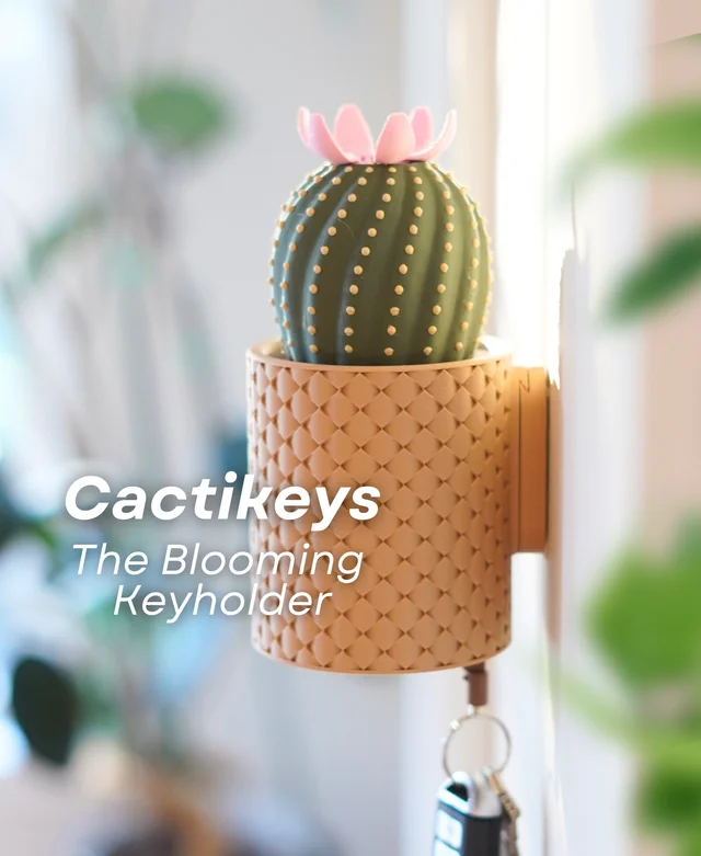 Llavero de cactus floreciente